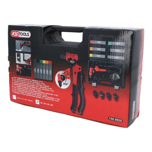 KS Tools 3-in-1 handblindklinktangset, draaibaar, 12-dlg