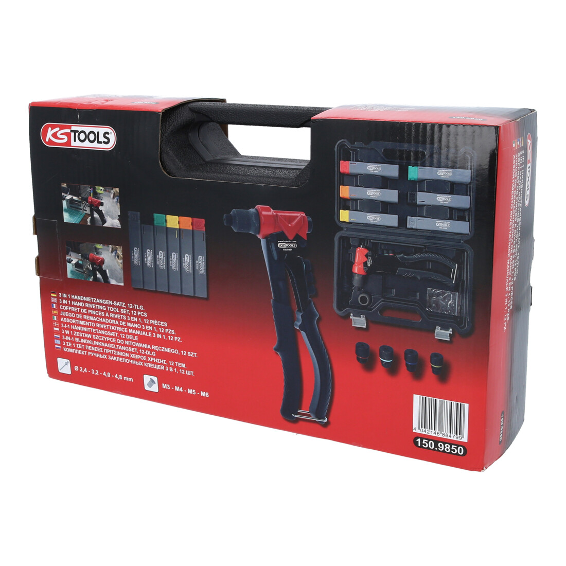 KS Tools 3 in 1 Handnietzangen-Satz, 12-tlg