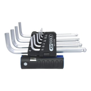 KS Tools 3 in 1 Innen6kant-Winkelstiftschlüssel-Satz,10-teilig lang, Kugelkopf, Zoll