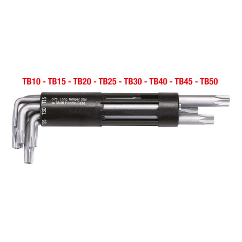 KS Tools 3 in 1 TX haakse steeksleutelset met boring,8 stuks lang