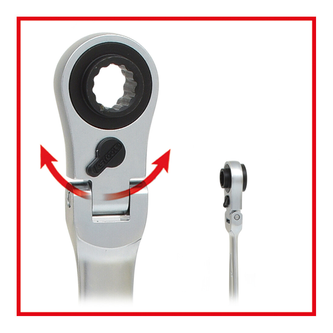 KS Tools 4 in 1 GEARplus omkeerbare dopsleutel, 10x13-17x19mm