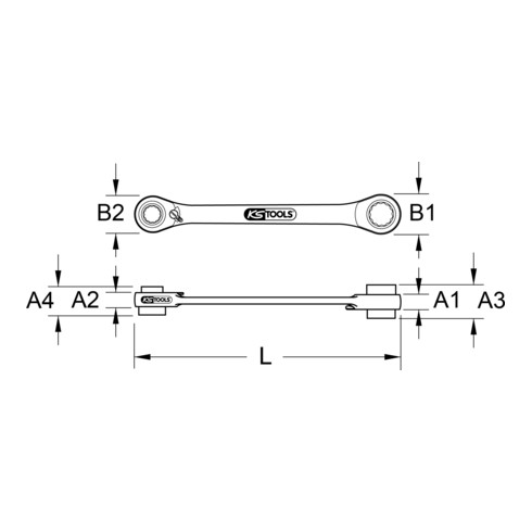 KS Tools 4 in 1 GEARplus umschaltbar Doppel-Ratschenringschlüssel-Satz, 2-teilig 21-34mm