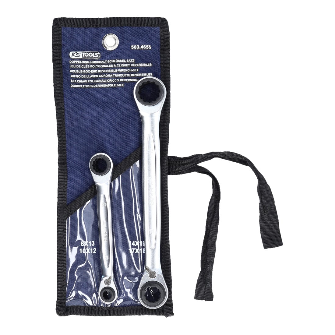KS Tools 4 in 1 GEARplus umschaltbar Doppel-Ratschenringschlüssel-Satz, 2-teilig 8-19mm
