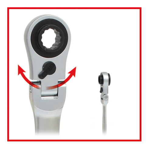 KS Tools 4 in 1 GEARplus umschaltbar Gelenk-Doppel-Ringschlüssel, 10x13-17x19mm