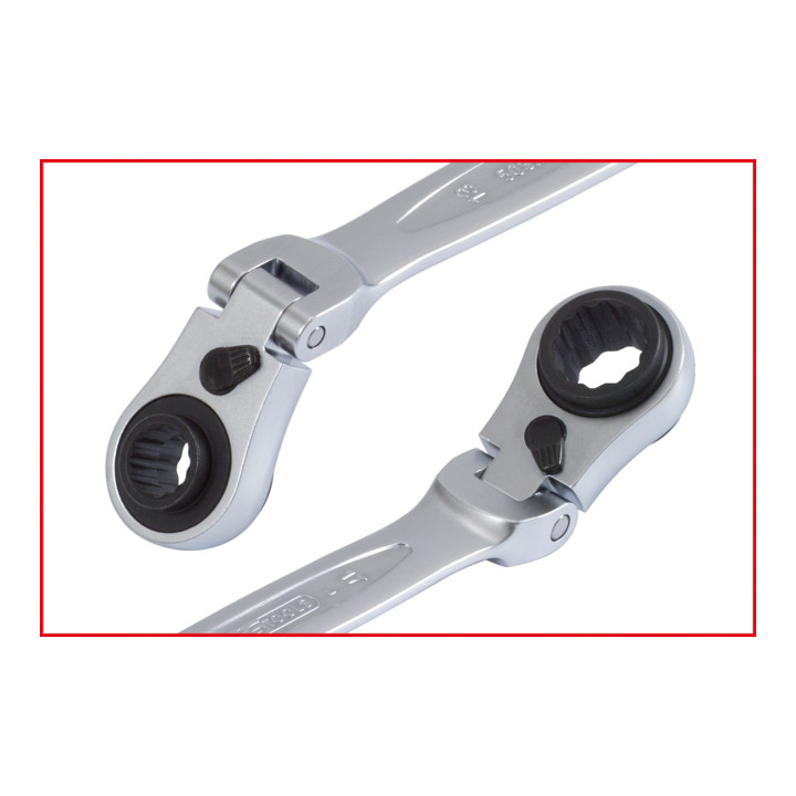 KS Tools 4 in 1 GEARplus umschaltbar Gelenk-Doppel-Ringschlüssel, 10x13-17x19mm