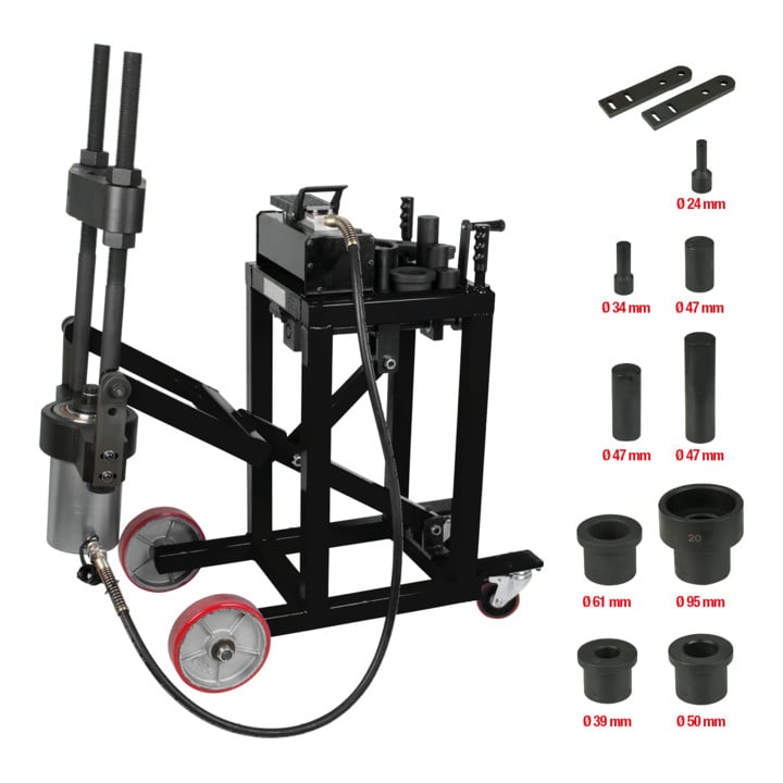 KS Tools 75t Presse à tourillon de direction, avec jeu de manchons 29 pièces, 29 pièces