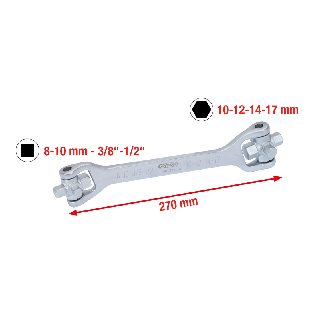 KS Tools 8 in 1 olieservice sleutel, 270 mm