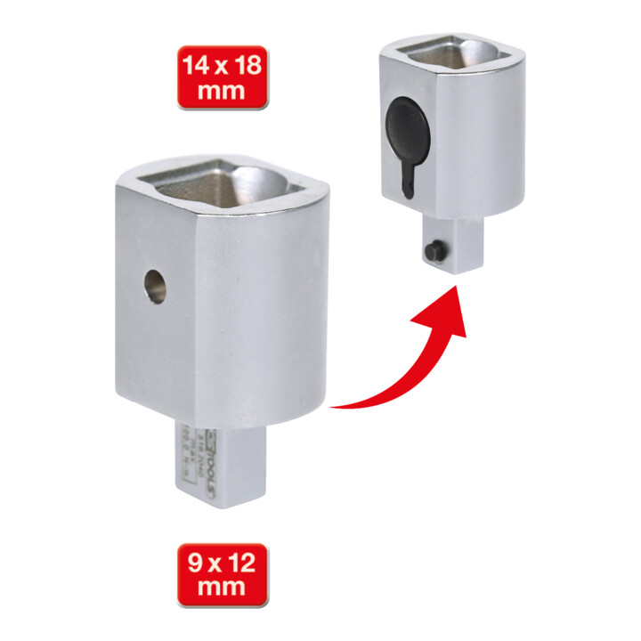 KS Tools 9x12mm insteek adapter, naar 14x18mm