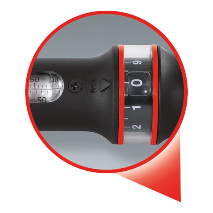 KS Tools Action 1/2" ERGOTORQUE®precisie ratel momentsleutel, 40-200Nm, rood