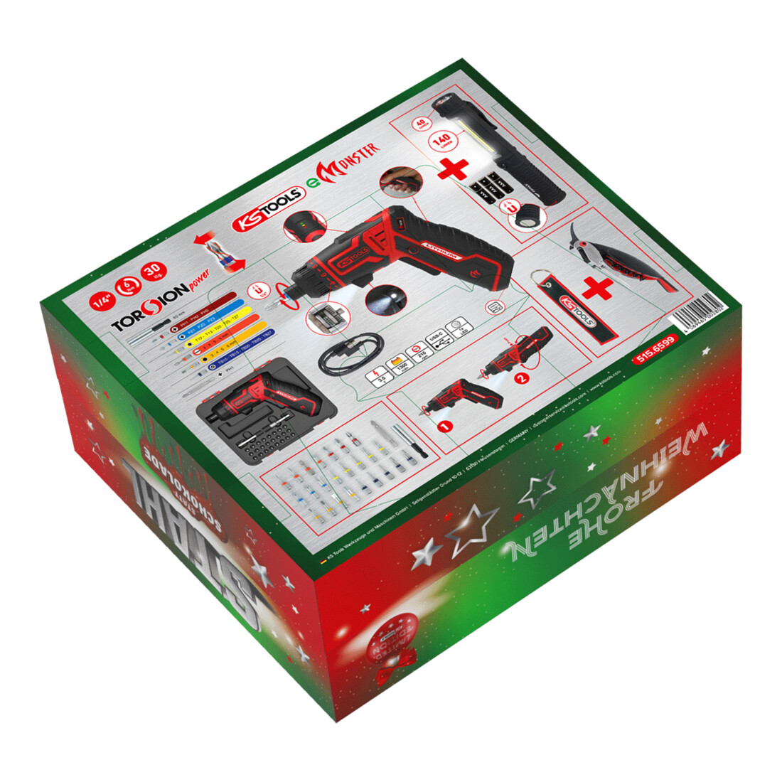 KS Tools Adventskalender 2025 met 1/4 eMONSTER accu-bit-schroevendraaierset, 30-dlg
