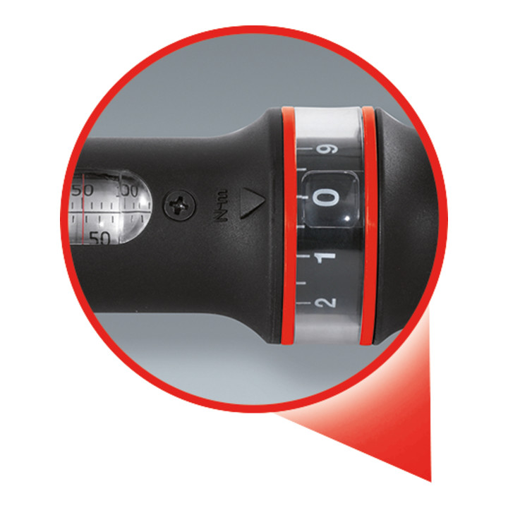 KS Tools Aktion 1/2" ERGOTORQUE®precision Ratschen-Drehmomentschlüssel, 40-200Nm, rot