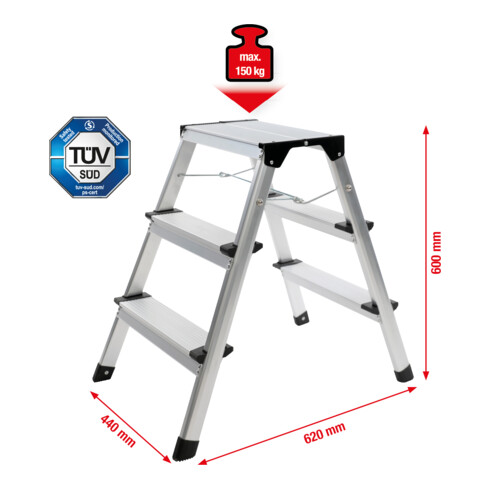 KS Tools Aluminium-Stufen-Stehleiter