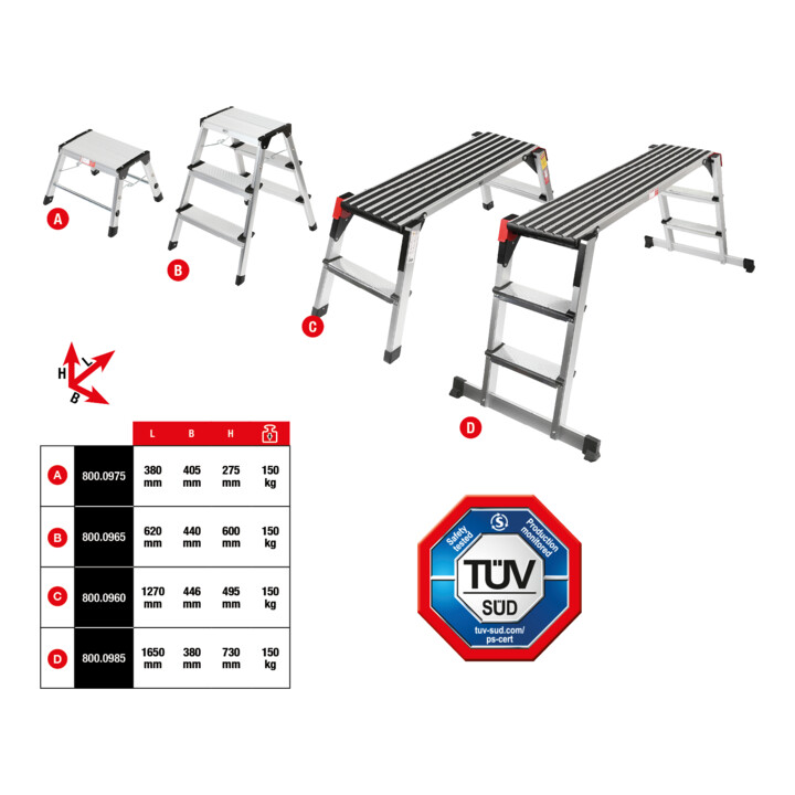 KS Tools aluminium veiligheidssteiger, L1000xB405xH480 mm