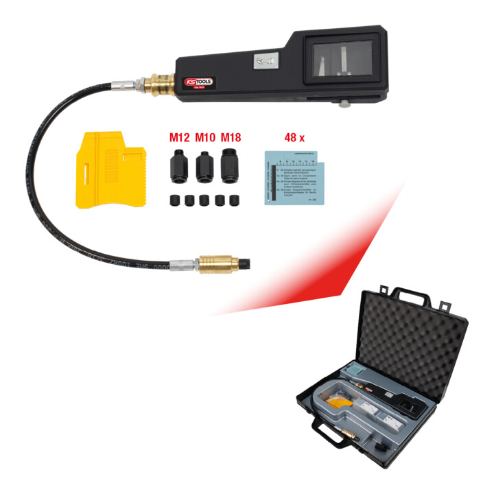 KS Tools Appareil de contrôle de la pression et de la compression pour moteurs essence avec imprimante de diagramme, 58 pcs.