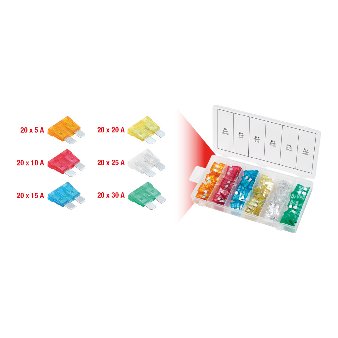 KS Tools assortiment autozekeringen, 5-30A, zink, 120 delig
