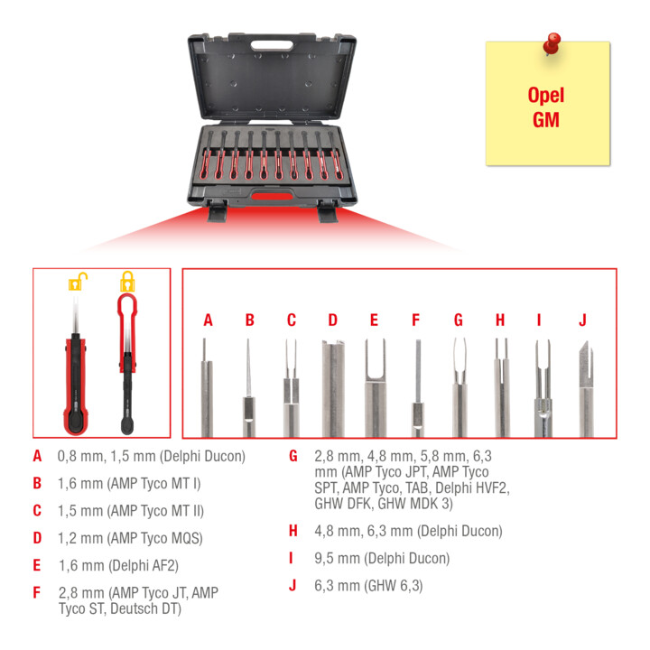 KS Tools Assortiment d'extracteurs de cosses pour Opel / fiche GM, 10 pcs.