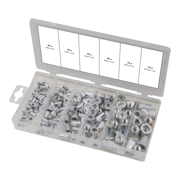 KS Tools assortiment draadnagels, aluminium, M3x9mm-M10x21mm, 150-dlg.