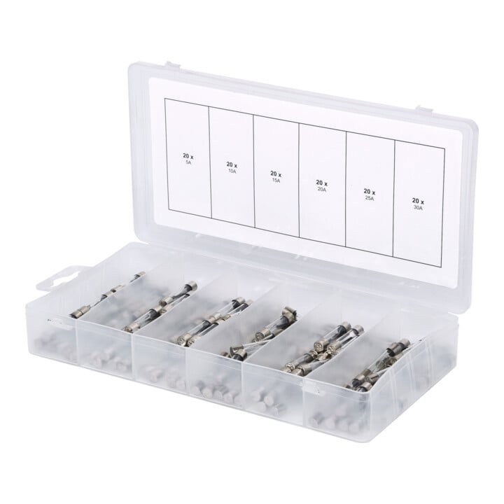KS Tools assortiment glaszekeringen, 5-30A, 120 delig