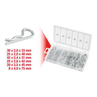KS Tools Assortimento di coppiglie a molla, 1,8x33 - 3,9x75, 150pz.