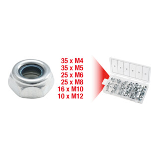 KS Tools Assortimento  di dadi di sicurezza, M4-12, 146pz.