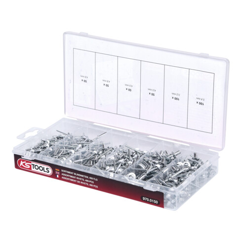 KS Tools Assortimento di rivetti ciechi, 400pz.