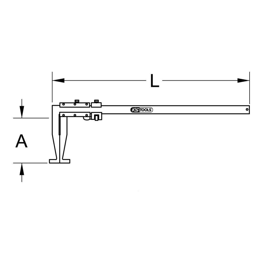 KS Tools auto remtrommels remklauw meter 0-300mm, 410mm