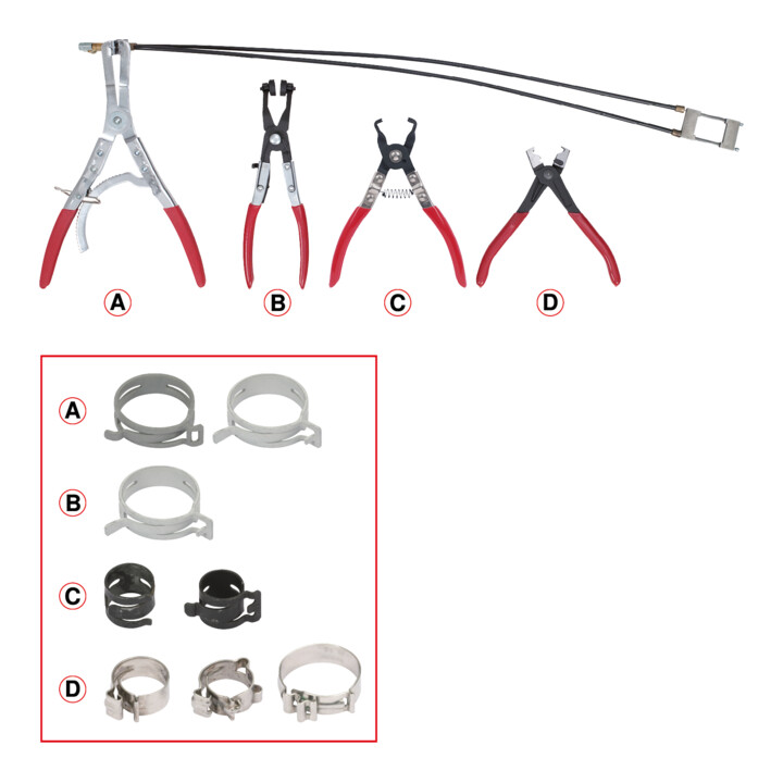KS Tools auto slangklemtang set, 4-delig
