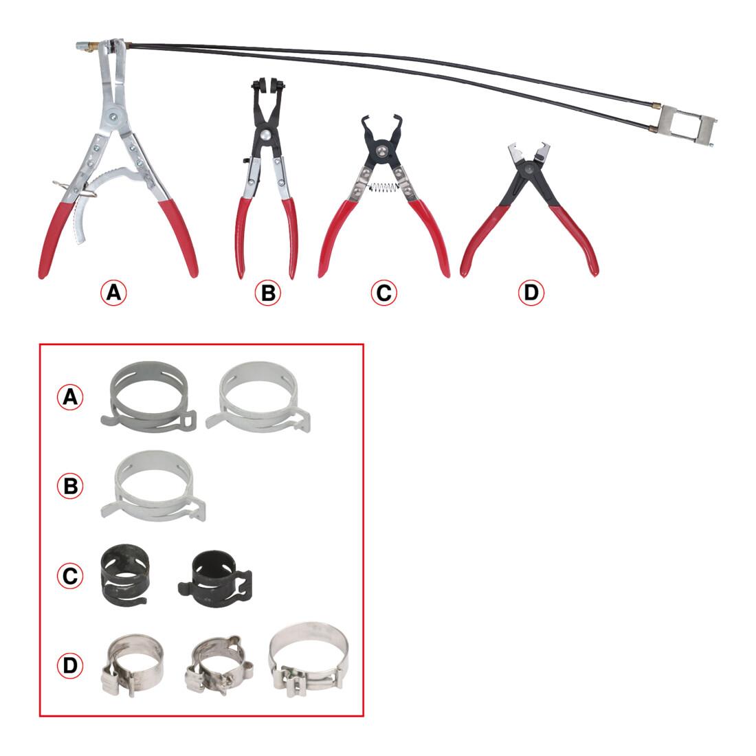 KS Tools auto slangklemtang set, 4-delig