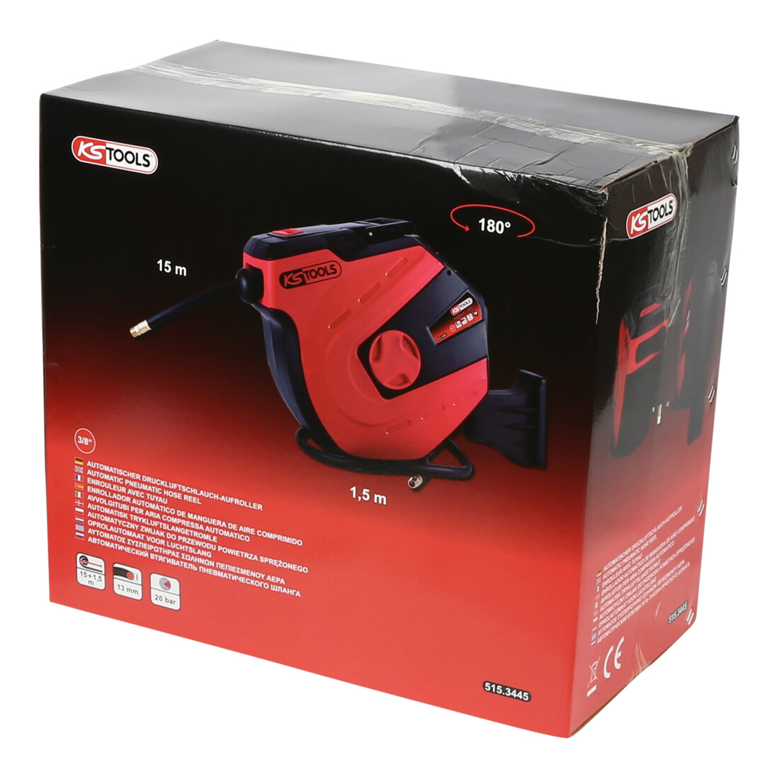 KS Tools automatische persluchtslanghaspel, diameter 13mm x 15m