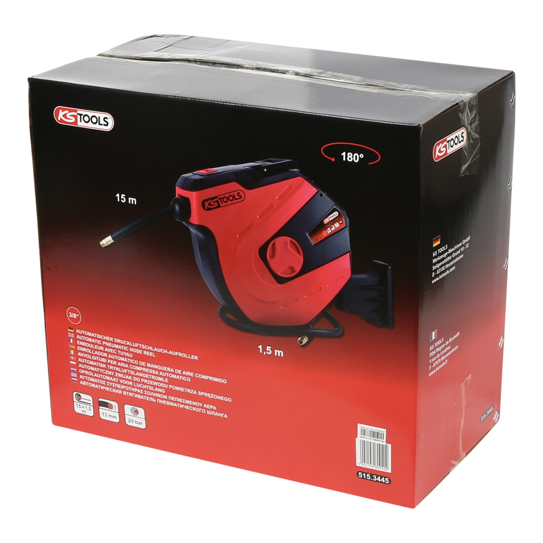 KS Tools automatische persluchtslanghaspel, diameter 13mm x 15m