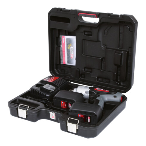 KS Tools Avvitatore a impulsi a batteria 1/2" preselezione coppia, 1.800 giri/min, con 2 batterie ricaricabili e 1 caricatore