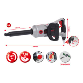 KS Tools Avvitatore a percussione pneumatico ad alte prestazioni 3/4" superMONSTER 3405 Nm 504mm