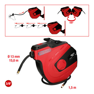 KS Tools Avvolgitore automatico tubi per aria compressa, Ø13mmx15m