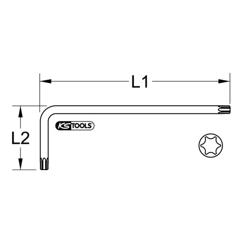 KS Tools balkop Torx L-sleutel, XL, T15, paars