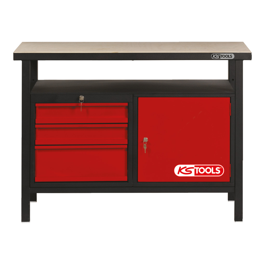 KS Tools Banco da lavoro con 3 cassetti e 1 porta, H840xL1200xD600mm