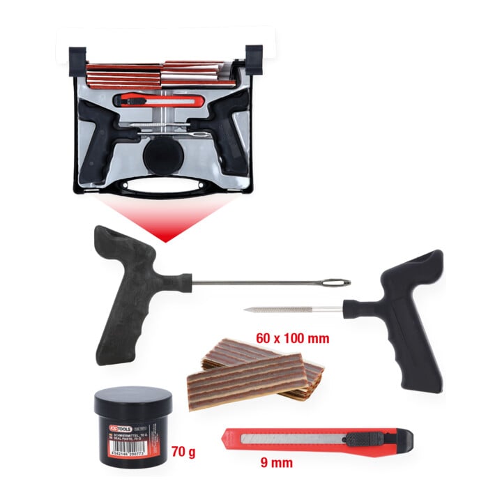 KS Tools bandenvulcanisatieset voor auto's, 5 dlg, 100 mm schroefdraad
