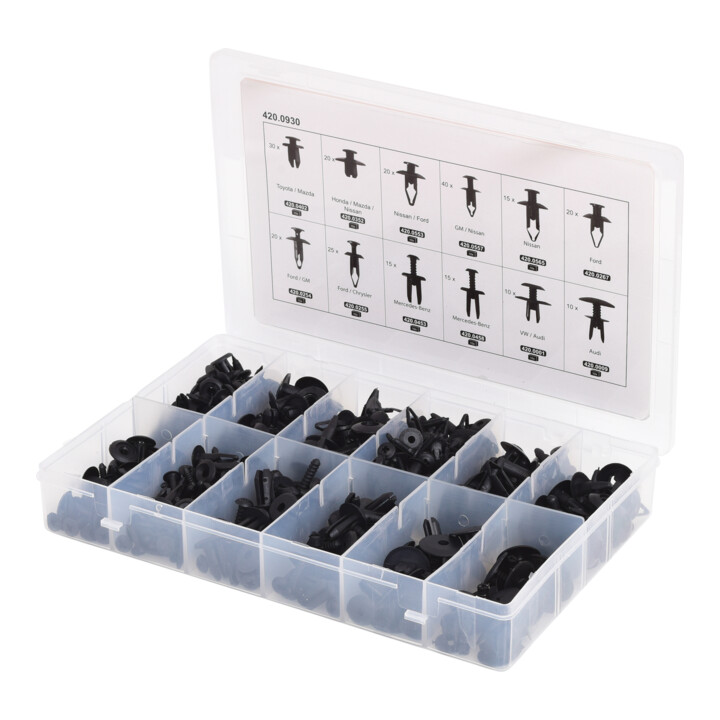 KS Tools Befestigungs-Clip-Satz - Einschraubnieten, 240-teilig
