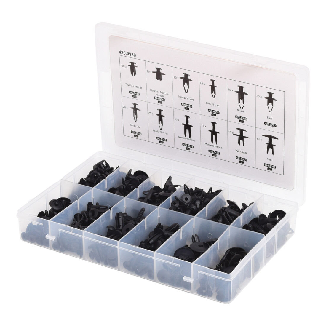 KS Tools Befestigungs-Clip-Satz - Einschraubnieten, 240-teilig