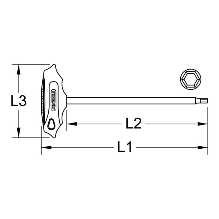 KS Tools BERYLLIUMplus inbussleutel, T-greep 3 mm, met kogelkop