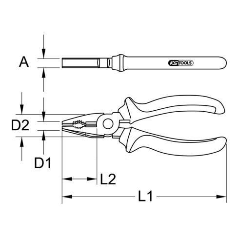 KS Tools BERYLLIUMplus Kombinationszange verstellbar, 200 mm