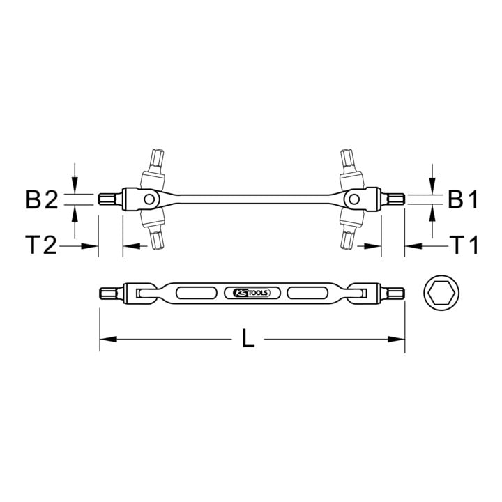 KS Tools binnenzeskant dubbelsleutel, 12x14mm