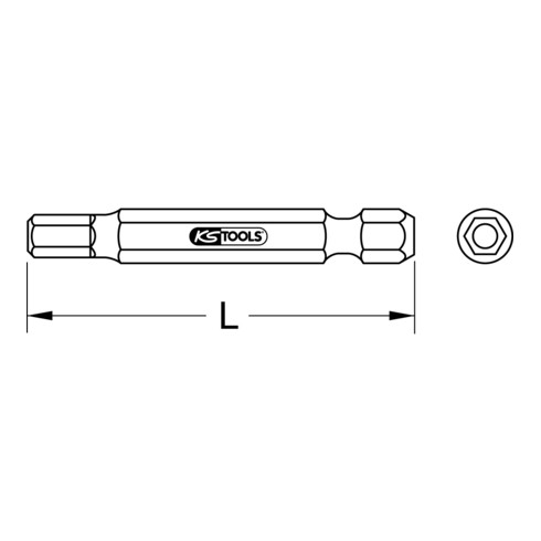 KS Tools Bit a esagono incassato 1/4" CLASSIC, foro, 2mm