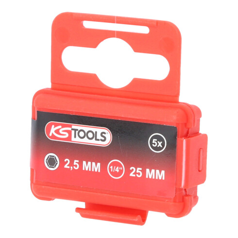 KS Tools Bit CLASSIC 1/4" a esagono incassato, con testa a sfera, 25mm, 2,5mm, 5pz.