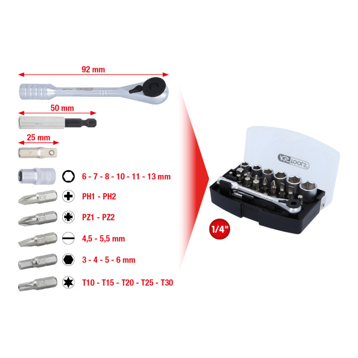 KS Tools bitset 1/4 inch, 24 st.