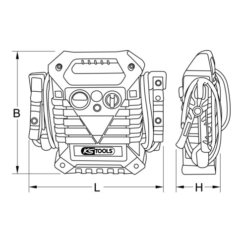 KS Tools Booster per batteria 12V + 24V, starter mobile 1400A