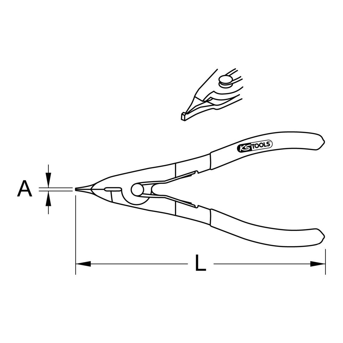 KS Tools borgringtang, getand, 210mm