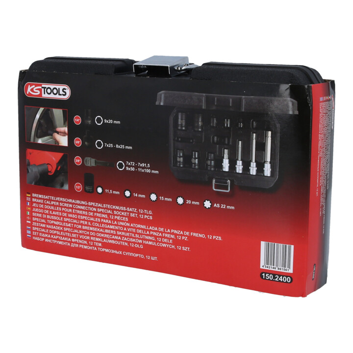 KS Tools Bremssattelverschraubung-Spezialstecknuss-Satz, 12-tlg.