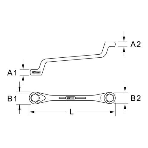 KS Tools BRONZEplus dubbele steeksleutel, gekarteld, inch