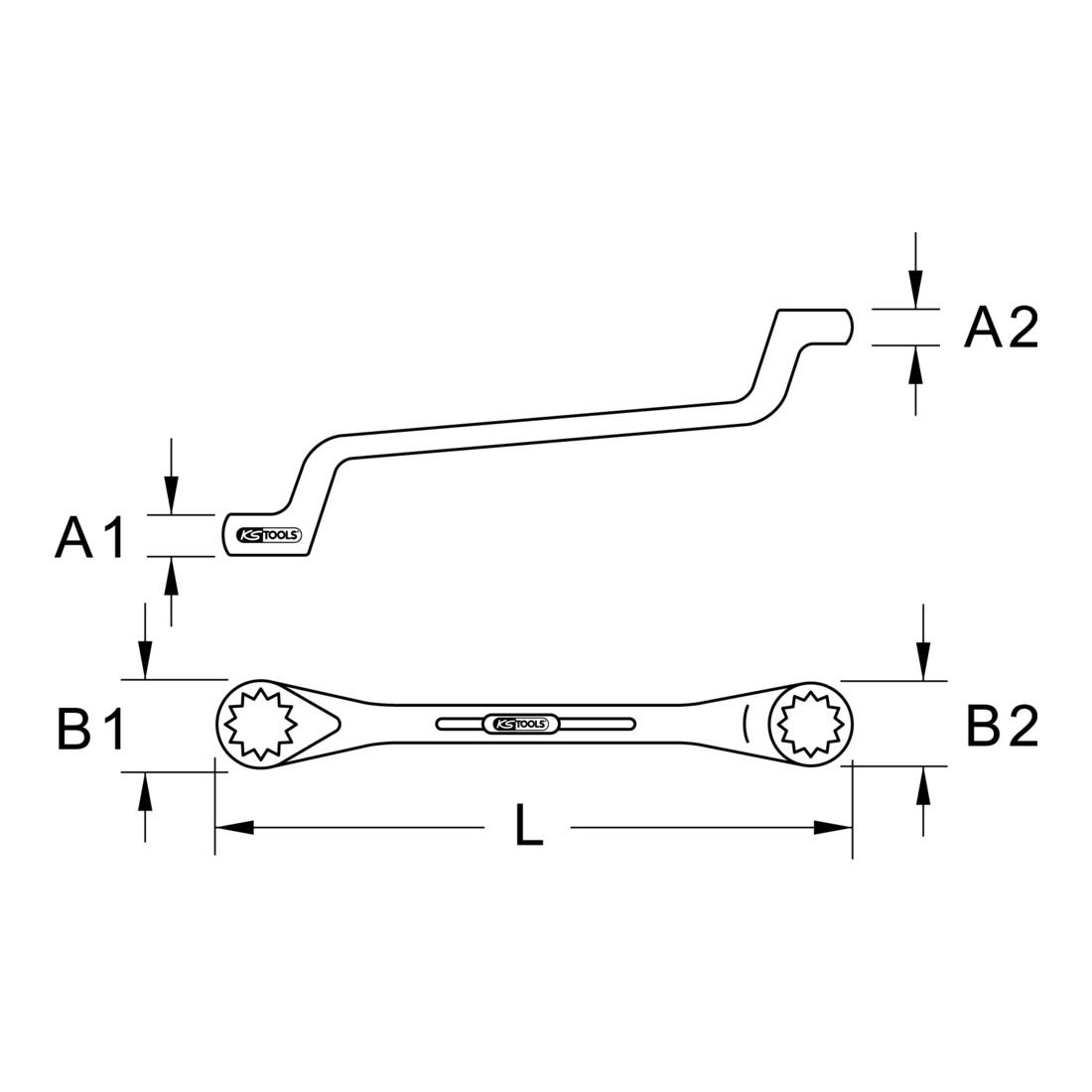 KS Tools BRONZEplus dubbele steeksleutel, gekarteld, inch
