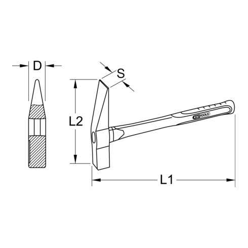 KS Tools BRONZEplus Maurerhammer mit Hickorystiel